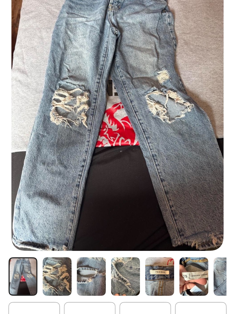 PacSun Light Blue Women's Straight Leg Distressed Jeans